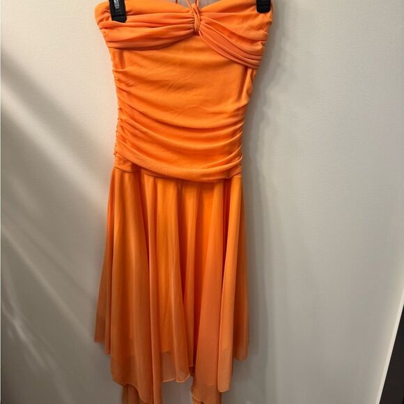 Elegant Orange Halter Dress - Picture 1 of 5